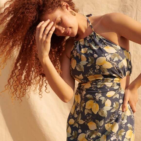 Abercrombie & Fitch Lemon Halter Cutout Dress - Picture 2 of 5